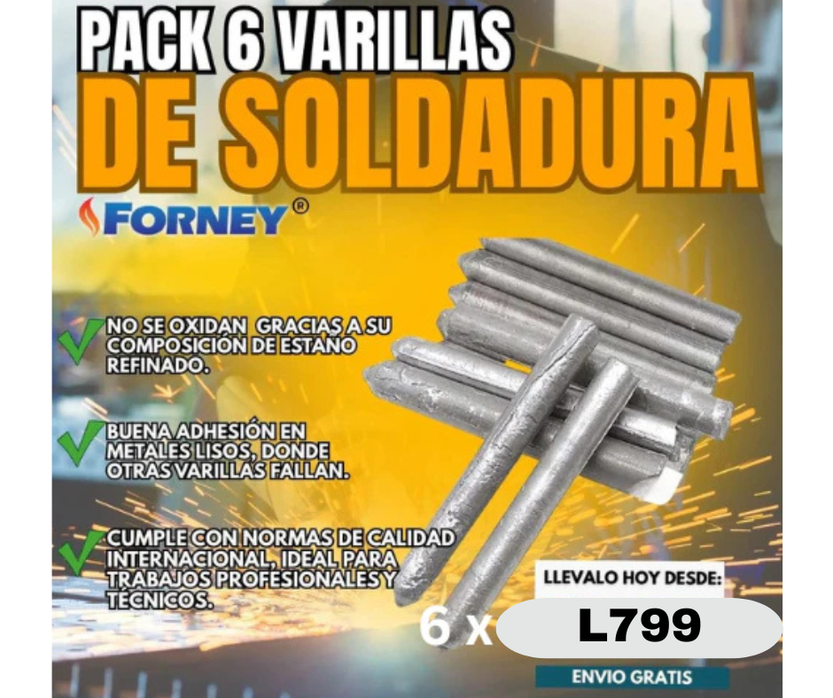 PACK X 6 VARILLAS DE SOLDADURA FORNEY®