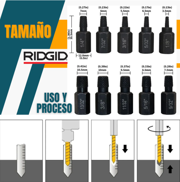 Extractor De Tornillo Roto Kit Completo 25 Piezas