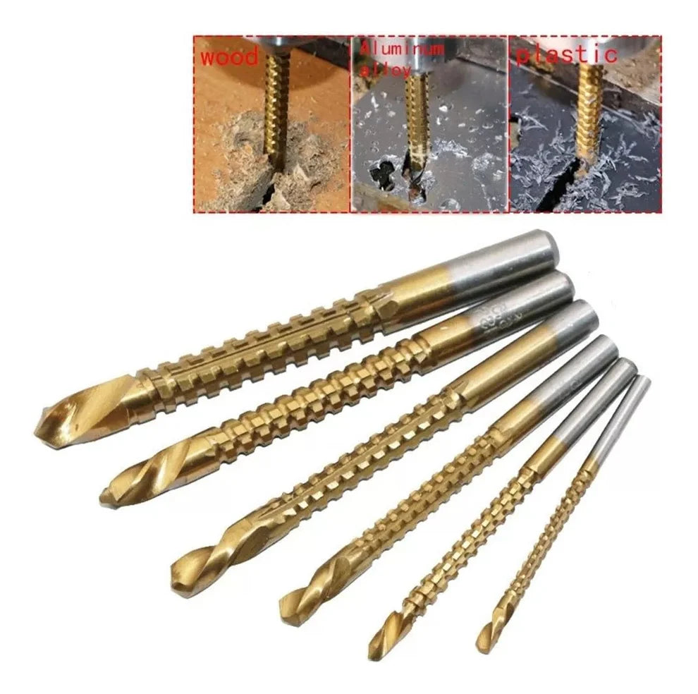 Kit De 6 Brocas Giratorias HSS Recubiertas de Titanio-TOP DE VENTAS