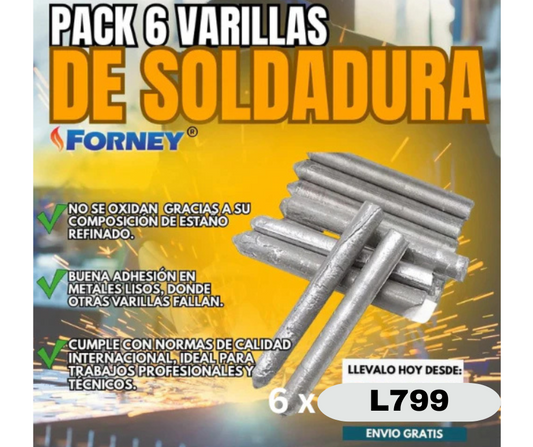 PACK X 6 VARILLAS DE SOLDADURA FORNEY®
