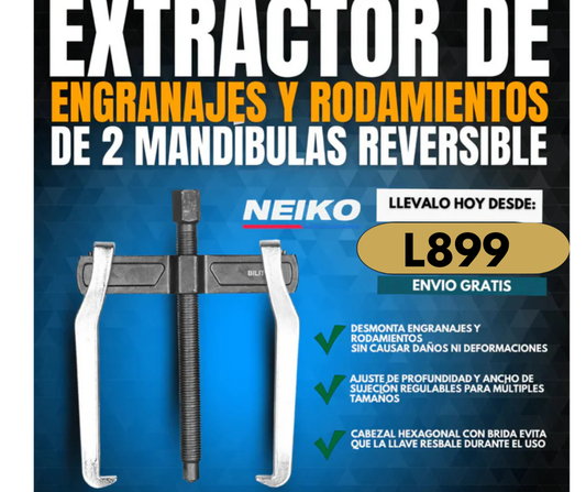 EXTRACTOR DE ENGRANAJES Y RODAMIENTOS DE 2 MANDÍBULAS REVERSIBLE | NEIKO®