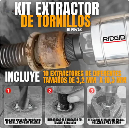 Extractor De Tornillo Roto Kit Completo 25 Piezas