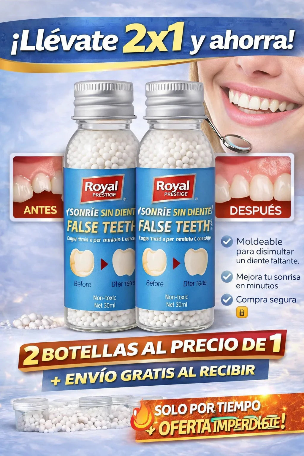 2x1 kit de reparación dental royal pro